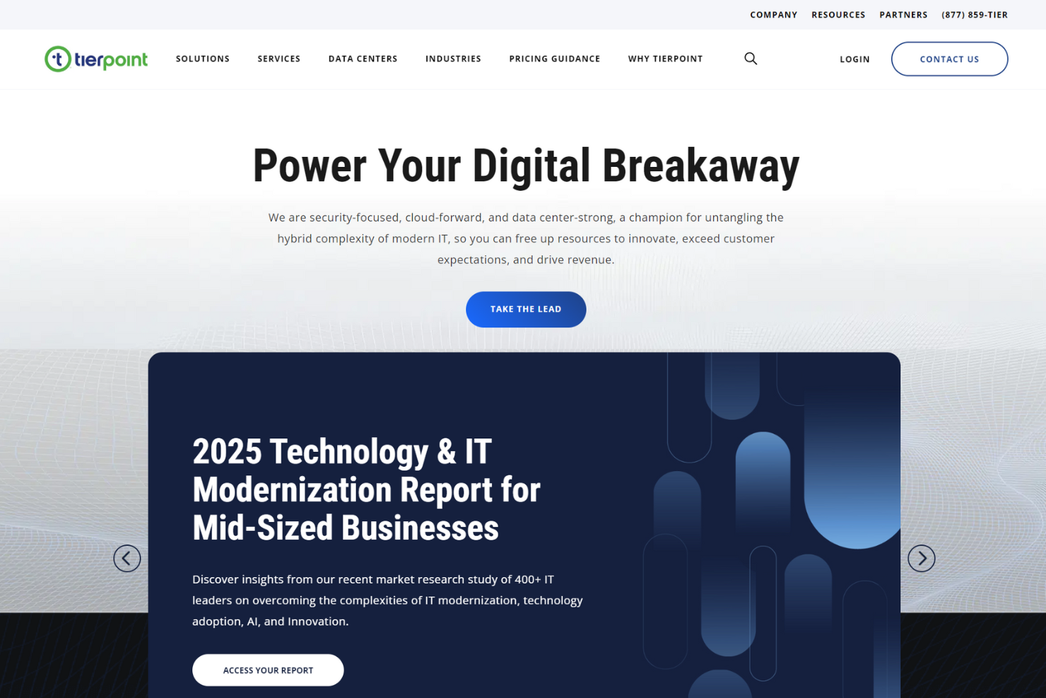 TierPoint screenshot - 10 Mejores Proveedores de Servicios Gestionados Analizados en 2026