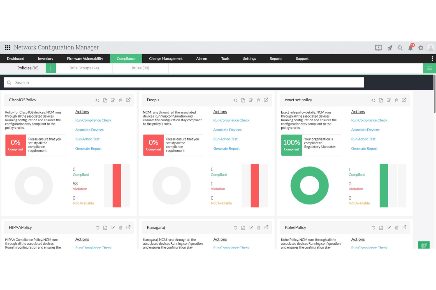 ManageEngine Network Configuration Manager screenshot - 10 Mejores Alternativas a SolarWinds NCM Analizadas en 2026