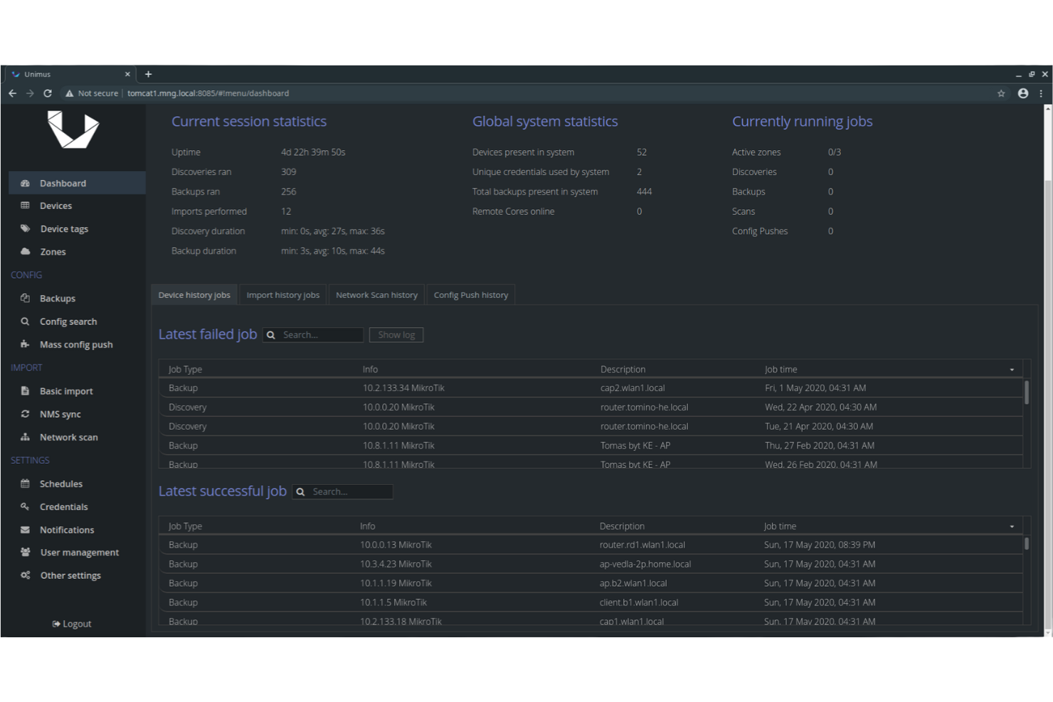 Unimus screenshot - 10 Mejores Alternativas a SolarWinds NCM Analizadas en 2026