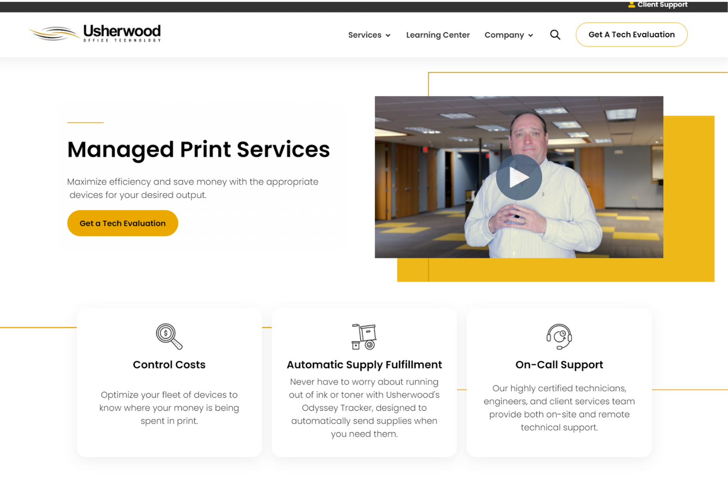 Usherwood Office Technology screenshot - 10 proveedores de servicios de impresión gestionada analizados en 2026
