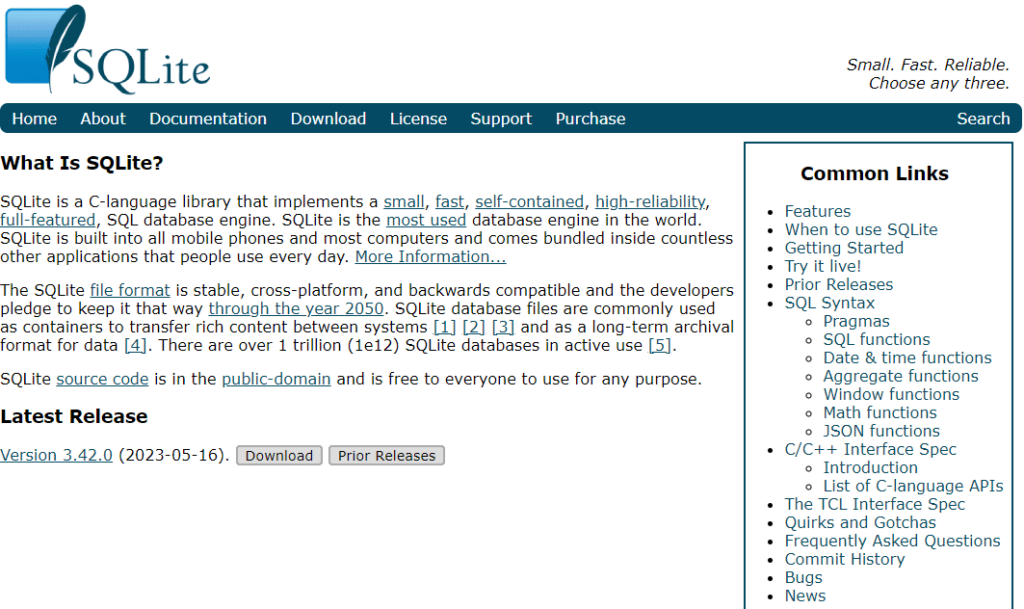 SQLite screenshot - Las 10 Mejores Aplicaciones de Base de Datos de Escritorio en 2026