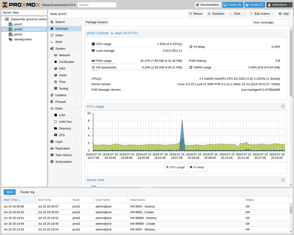 Proxmox screenshot - Las 10 Mejores Herramientas de Máquina Virtual Analizadas en 2026