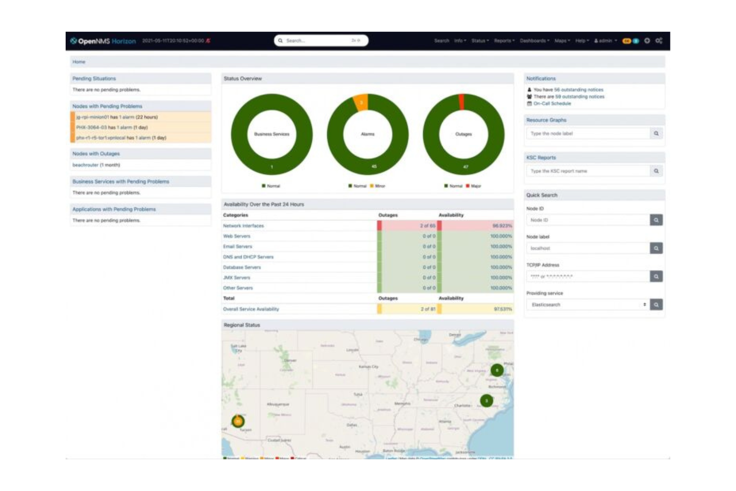 OpenNMS screenshot - 10 Mejores Alternativas a Nagios Analizadas en 2026