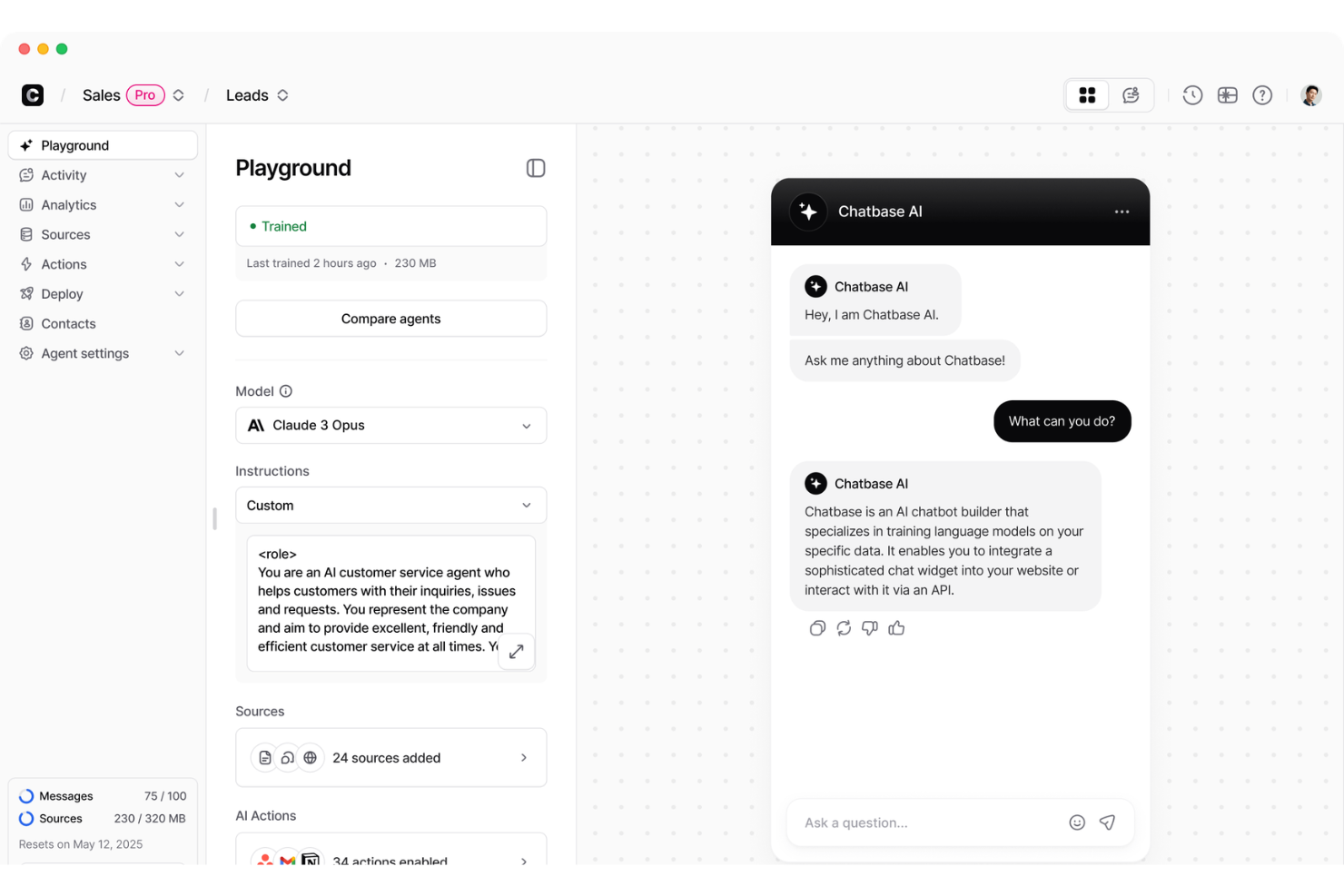 Chatbase screenshot - 10 mejores plataformas de IA sin código analizadas en 2026