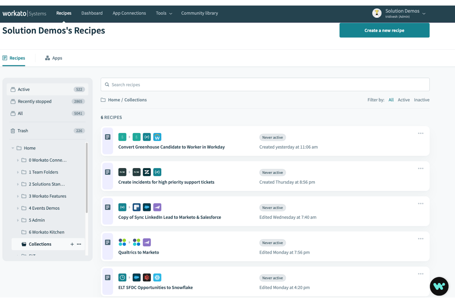 Workato screenshot - Las 10 mejores herramientas de integración de API evaluadas en 2026