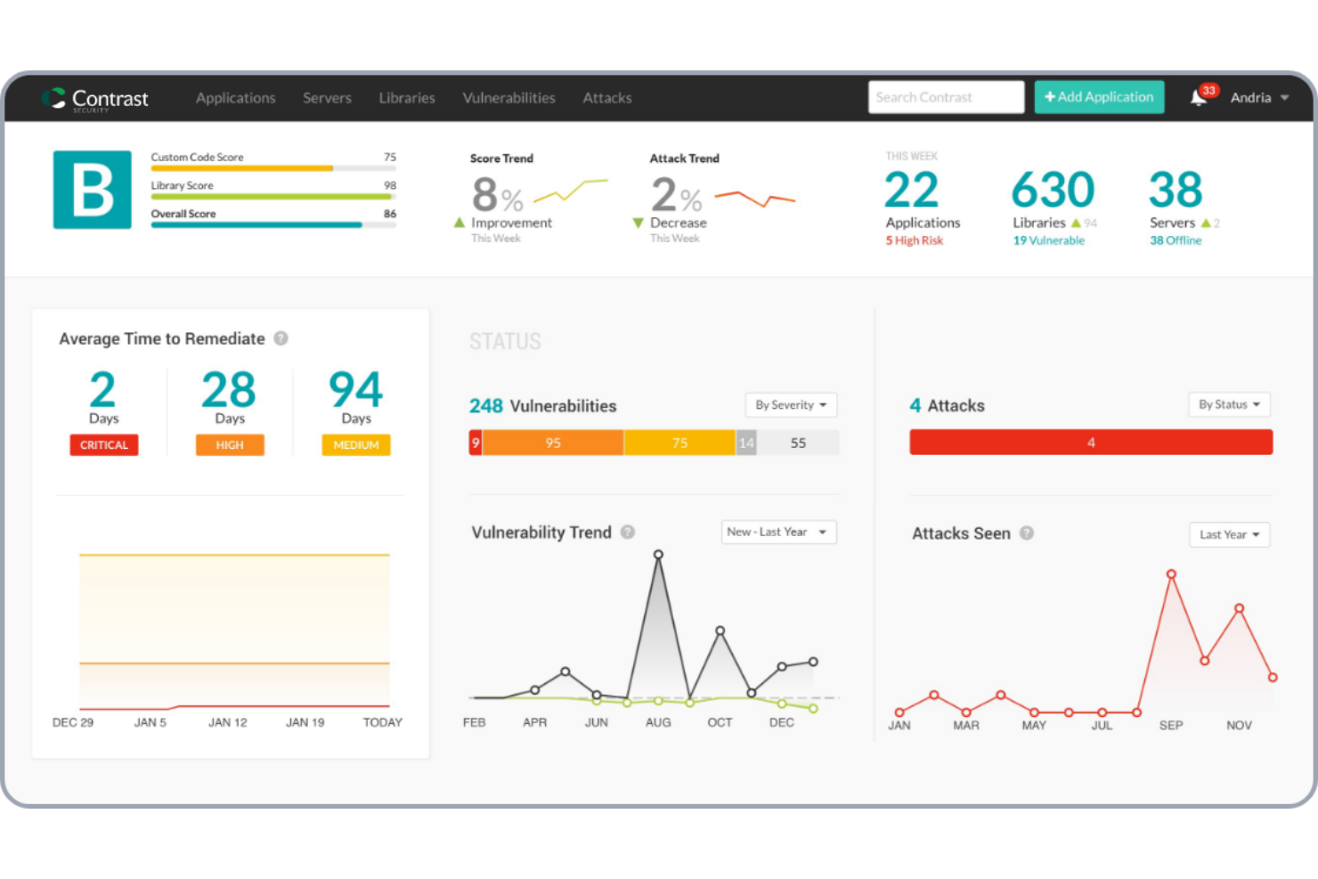 Contrast Security screenshot - Las 10 mejores herramientas de seguridad DevOps analizadas en 2026
