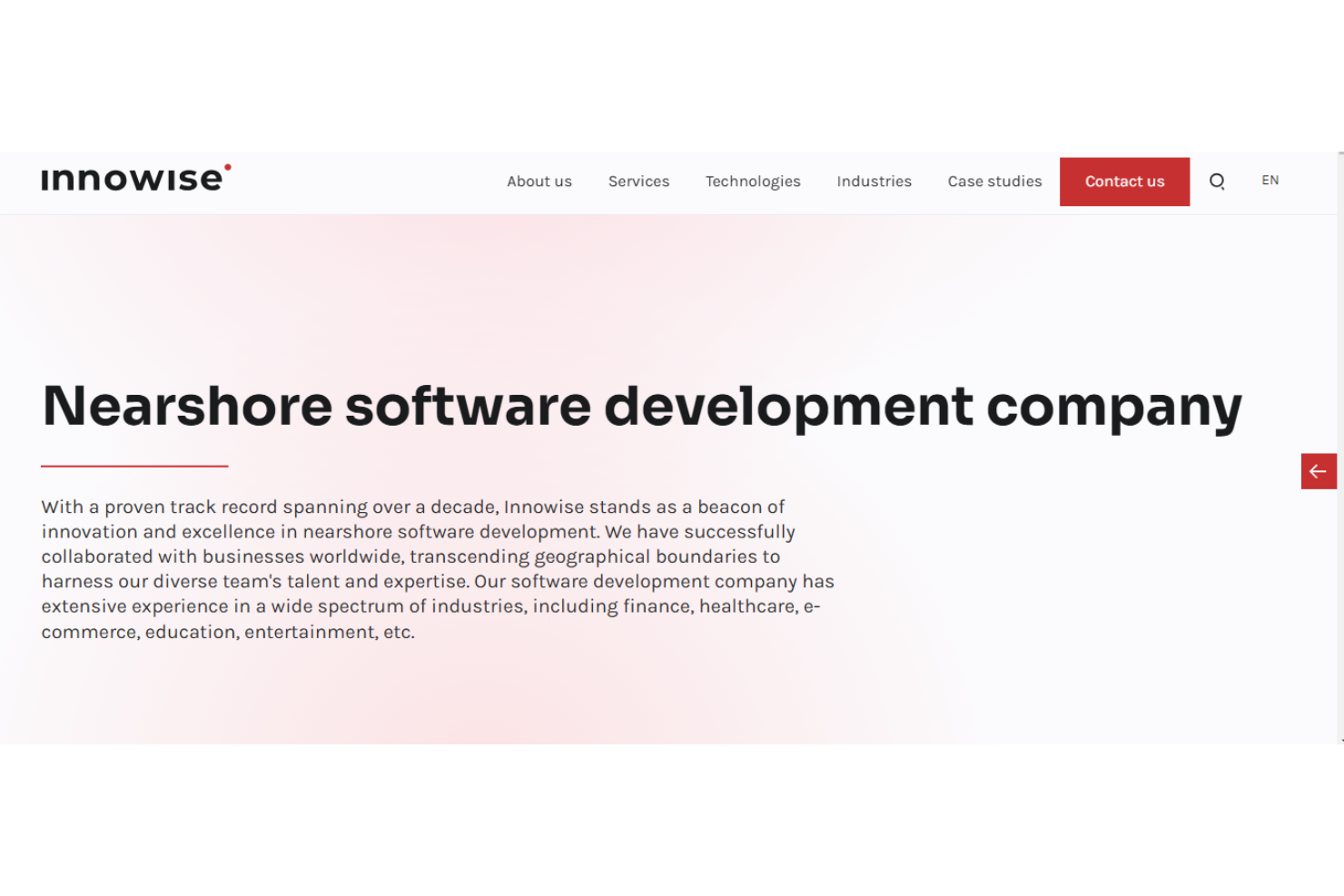 Innowise screenshot - 10 Mejores Empresas de Desarrollo de Software Nearshore en 2026