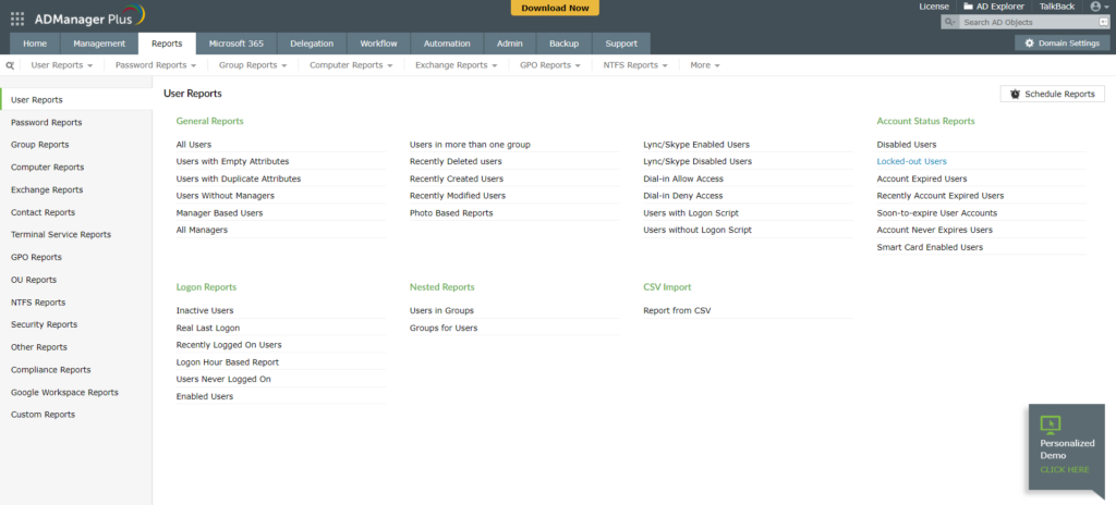 ManageEngine ADManager Plus screenshot - Más Allá de lo Básico: Los 10 Mejores Software de Aprovisionamiento de Usuarios de 2026
