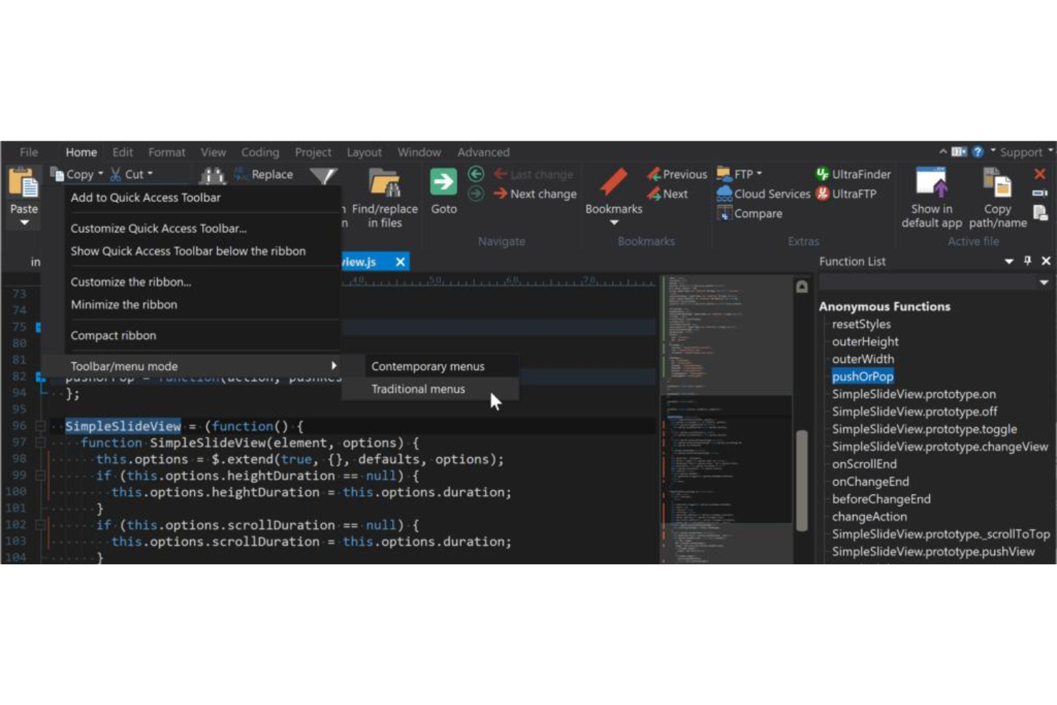 UltraEdit screenshot - Los 10 mejores programas de edición de texto para programar en 2026