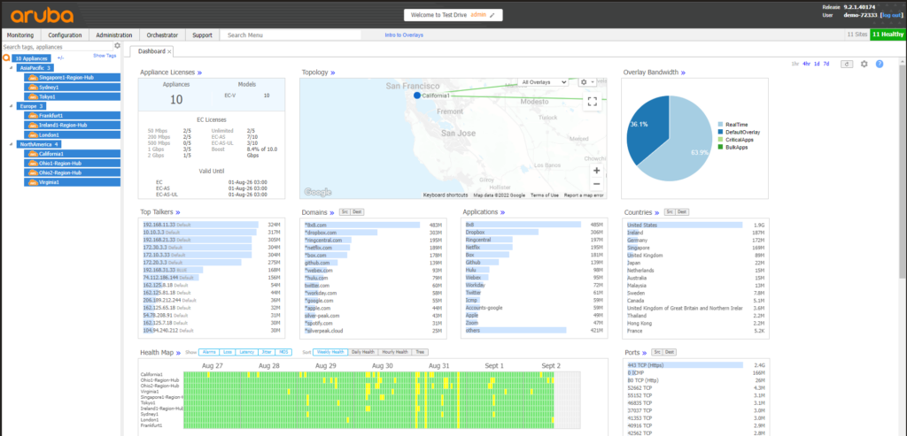 Aruba EdgeConnect SD-WAN screenshot - Las 10 Mejores Soluciones SD-WAN Analizadas en 2026
