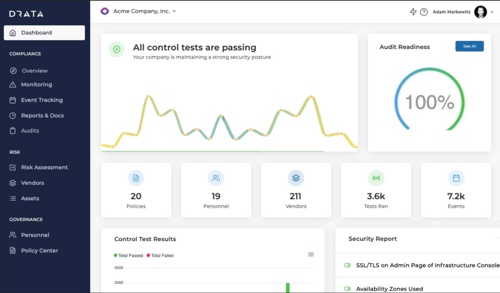 Drata screenshot - Guía de los 10 Mejores Software de Gestión de Riesgos de 2026