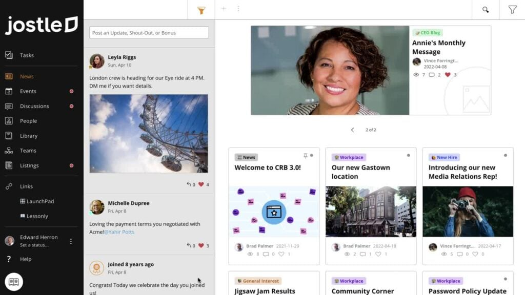 Jostle screenshot - 10 Mejores Programas de Portal Revisados en 2026