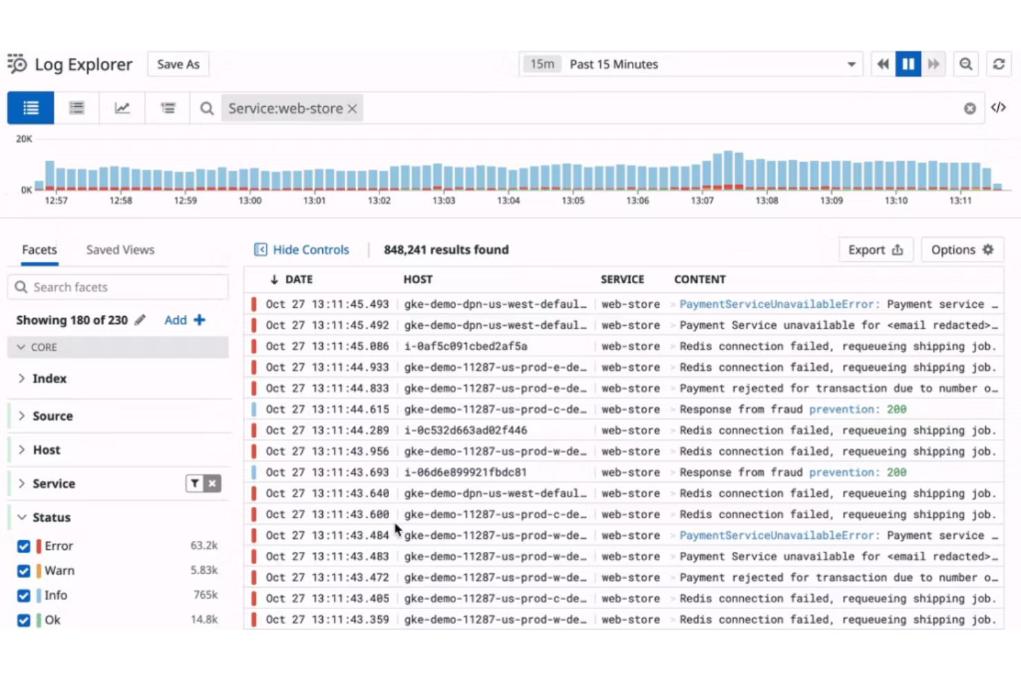 Datadog screenshot - 10 Mejores Herramientas de Análisis de Registros para Dominar el Backend de 2026