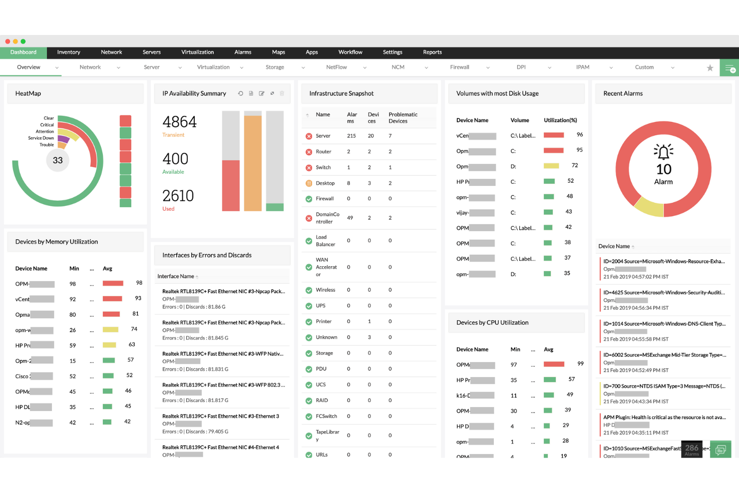 ManageEngine OpManager screenshot - Los 10 Mejores Software de Alertas de TI de 2026