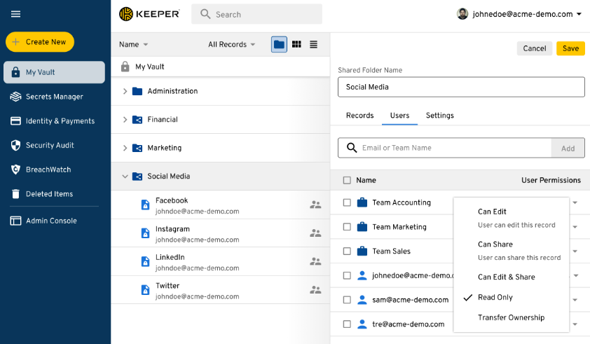 Keeper screenshot - 10 Mejores Herramientas de Software Gestor de Contraseñas de 2026