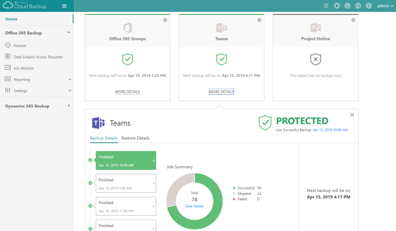 AvePoint Cloud Backup screenshot - Los 10 mejores programas de copias de seguridad en línea analizados en 2026