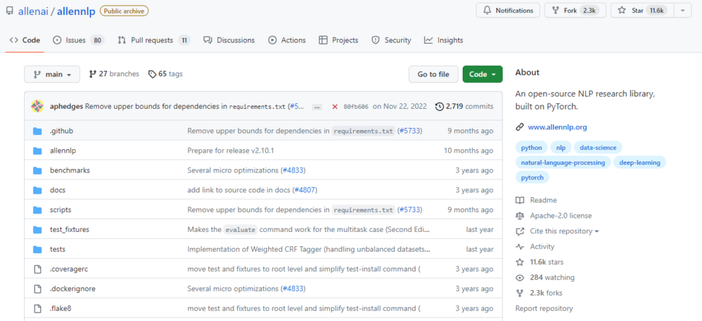 AllenNLP screenshot - Guía Exhaustiva de los 10 Mejores Software de PLN de 2026