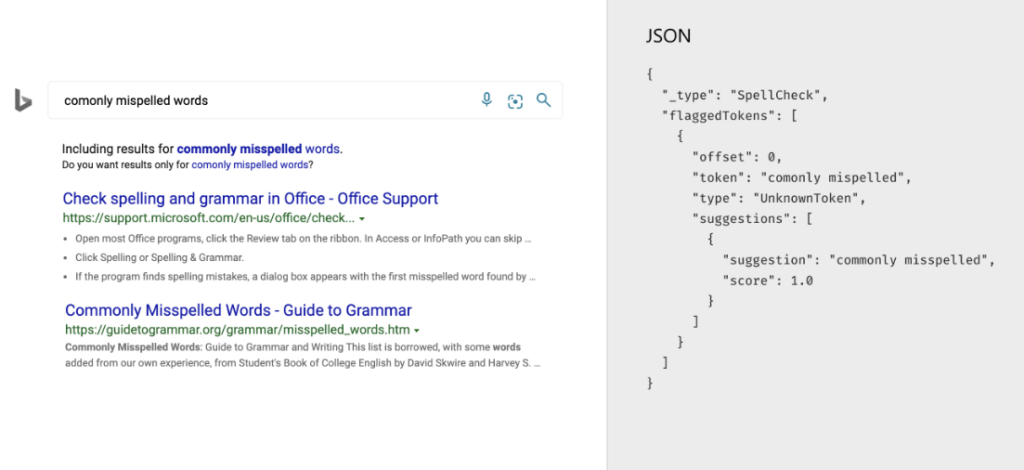 Bing Spell Check API screenshot - Guía Exhaustiva de los 10 Mejores Software de PLN de 2026