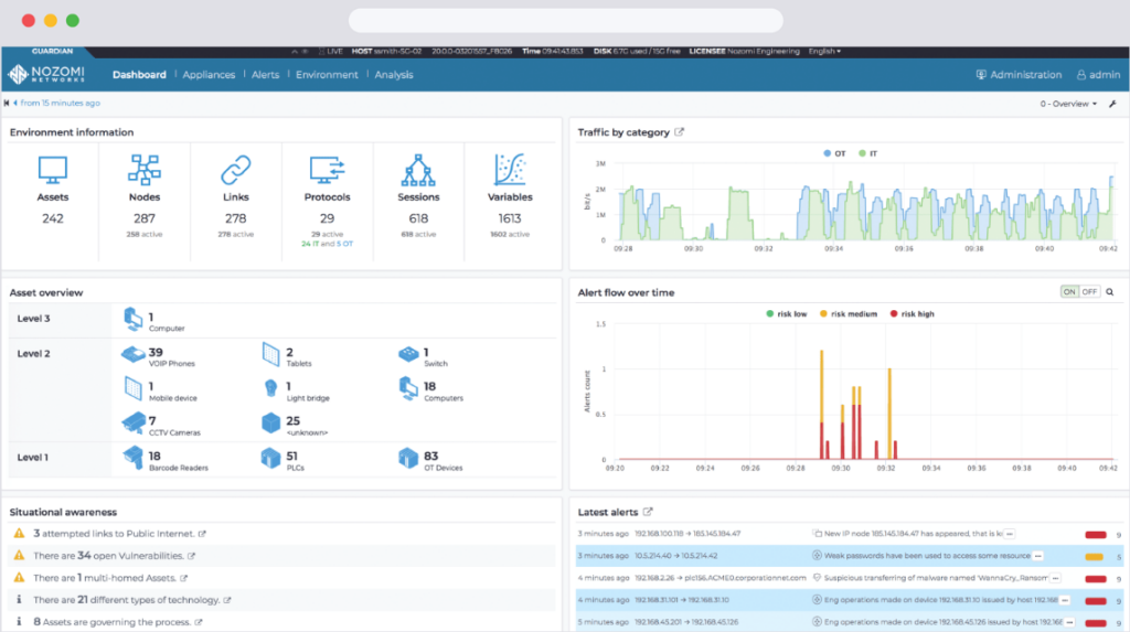 Nozomi Networks screenshot - 10 Mejores Plataformas de Seguridad IoT Clasificadas