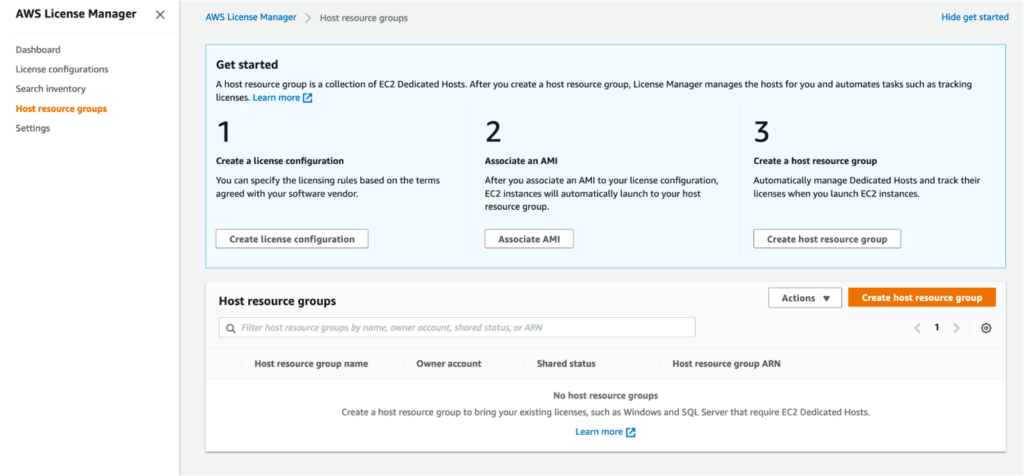 AWS License Manager screenshot - Los 10 Principales Software de Gestión de Activos de Software de 2026