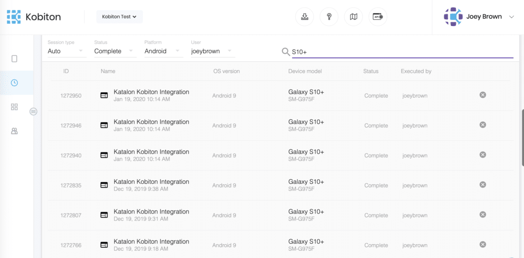 Kobiton screenshot - 10 Mejores Emuladores de iOS Analizados en 2026