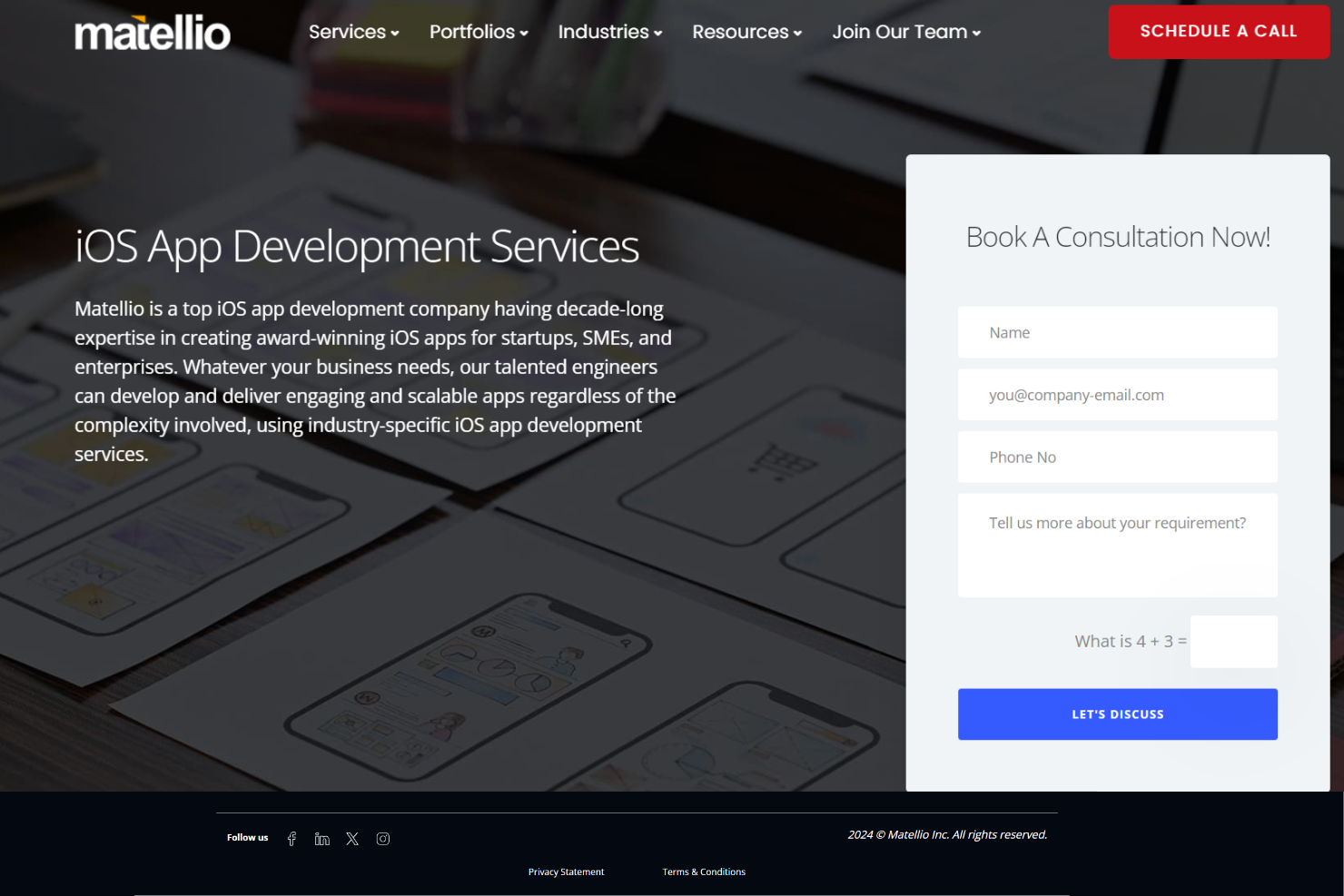 Matellio screenshot - Las 10 mejores empresas de desarrollo de aplicaciones para iPad analizadas en 2026