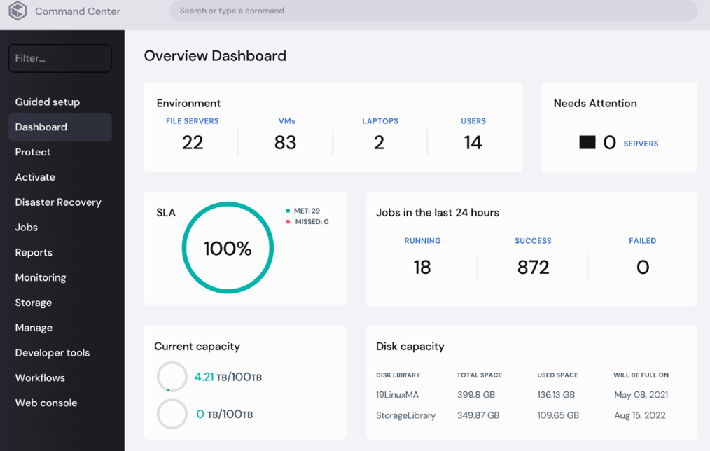 Commvault screenshot - Los 10 mejores programas de copias de seguridad en línea analizados en 2026