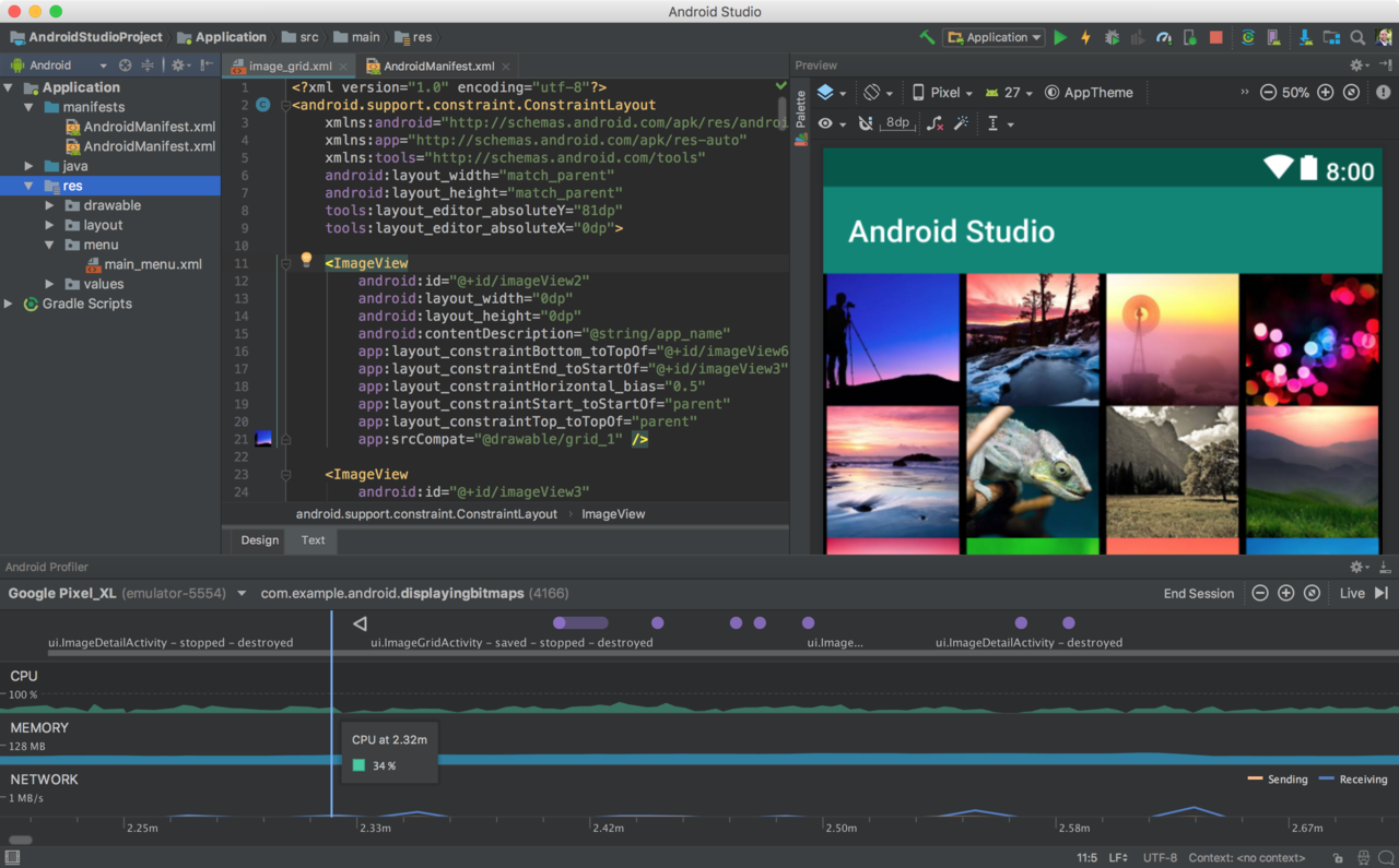 Android Studio screenshot - 8 Mejores Emuladores de Android para Mac Analizados en 2026