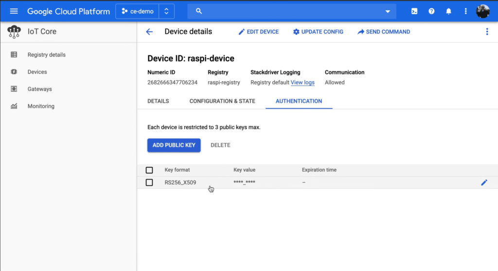 Google Cloud IoT Core (Google Cloud Platform) screenshot - 10 Mejores Plataformas en la Nube para IoT Analizadas en 2026