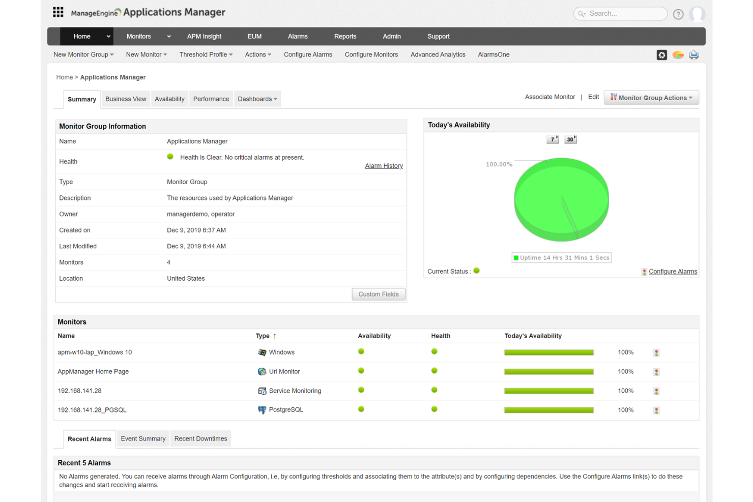 ManageEngine Applications Manager screenshot - Guía de las 10 mejores herramientas de monitoreo de 2026