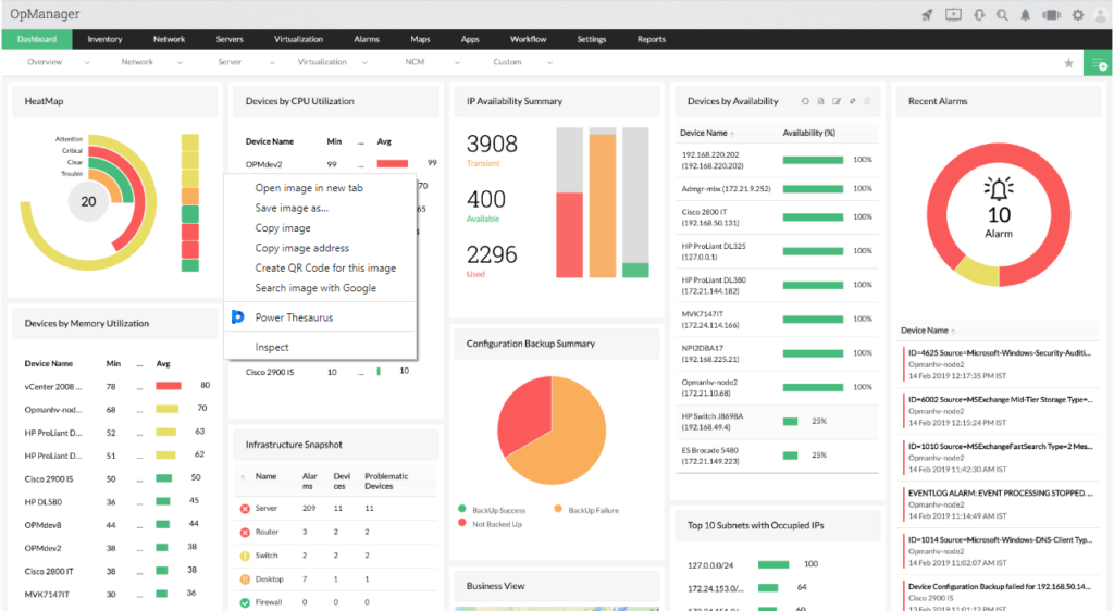 ManageEngine OpManager screenshot - Guía de las 10 mejores herramientas de monitoreo de 2026