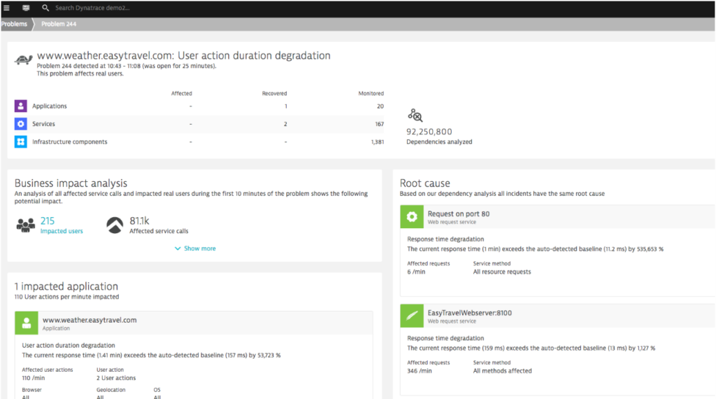 Dynatrace screenshot - Guía de las 10 mejores herramientas de monitoreo de 2026