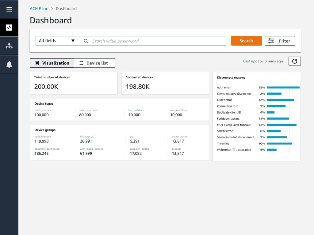 AWS IoT Device Management screenshot - 10 mejores soluciones y plataformas de gestión de dispositivos IoT en 2026