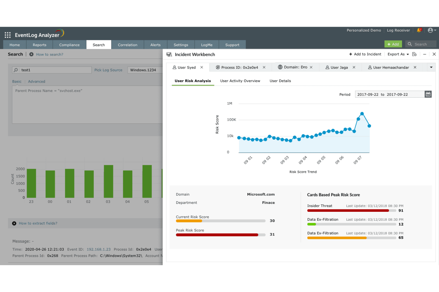 ManageEngine EventLog Analyzer screenshot - Los 10 Mejores Software de Reporte de Incidentes de 2026