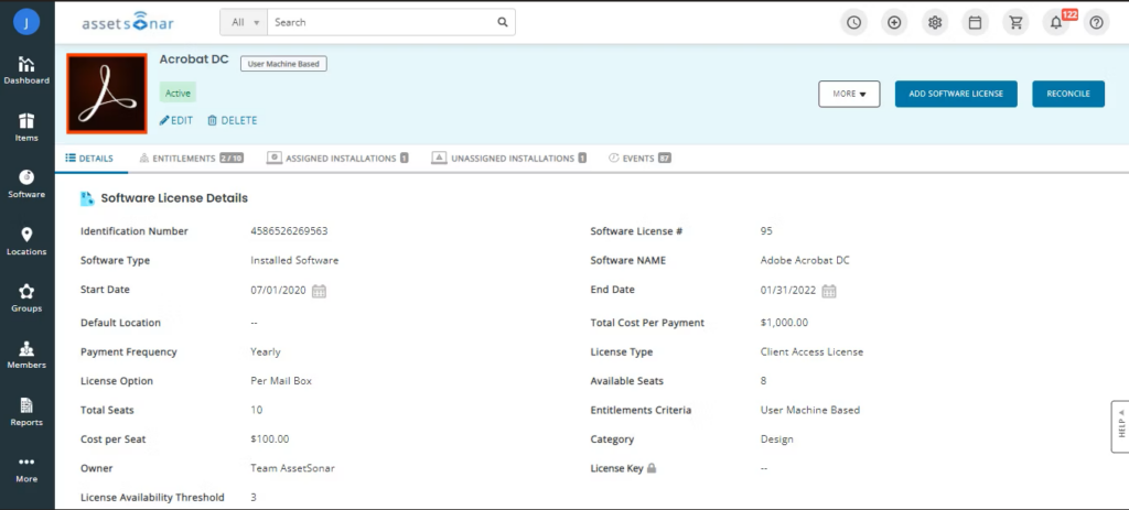 Ezo AssetSonar screenshot - 10 Mejores Software de Gestión de Licencias Revisados en 2026