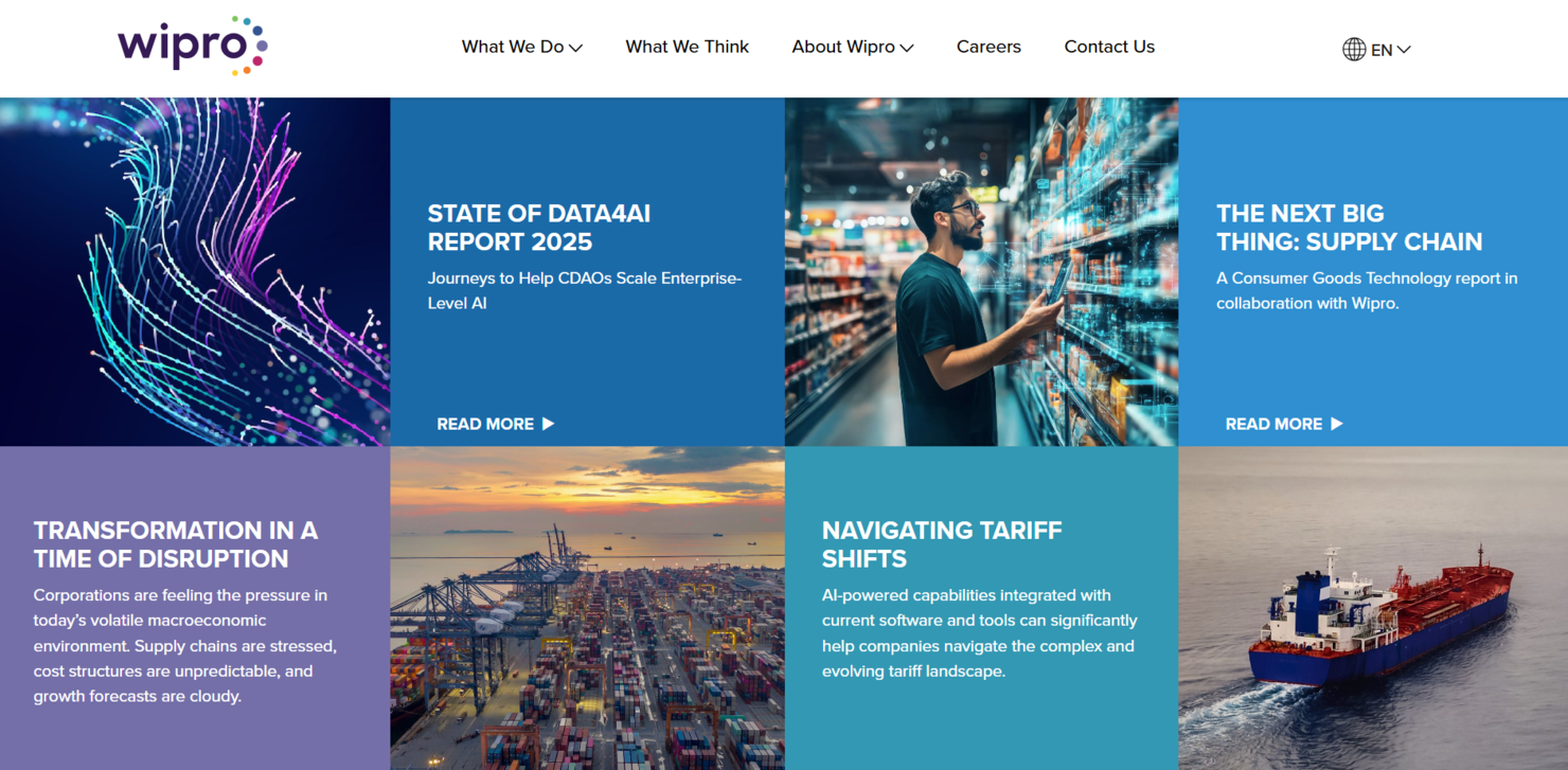 Wipro screenshot - 10 Mejores Proveedores de Servicios Gestionados Más Grandes Revisados en 2026