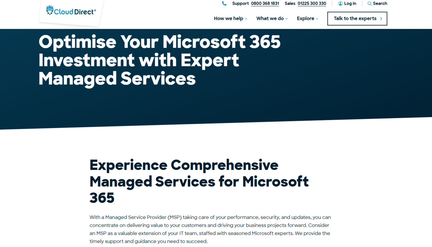 Cloud Direct screenshot - Los 10 mejores proveedores de servicios gestionados de Office 365 analizados en 2026