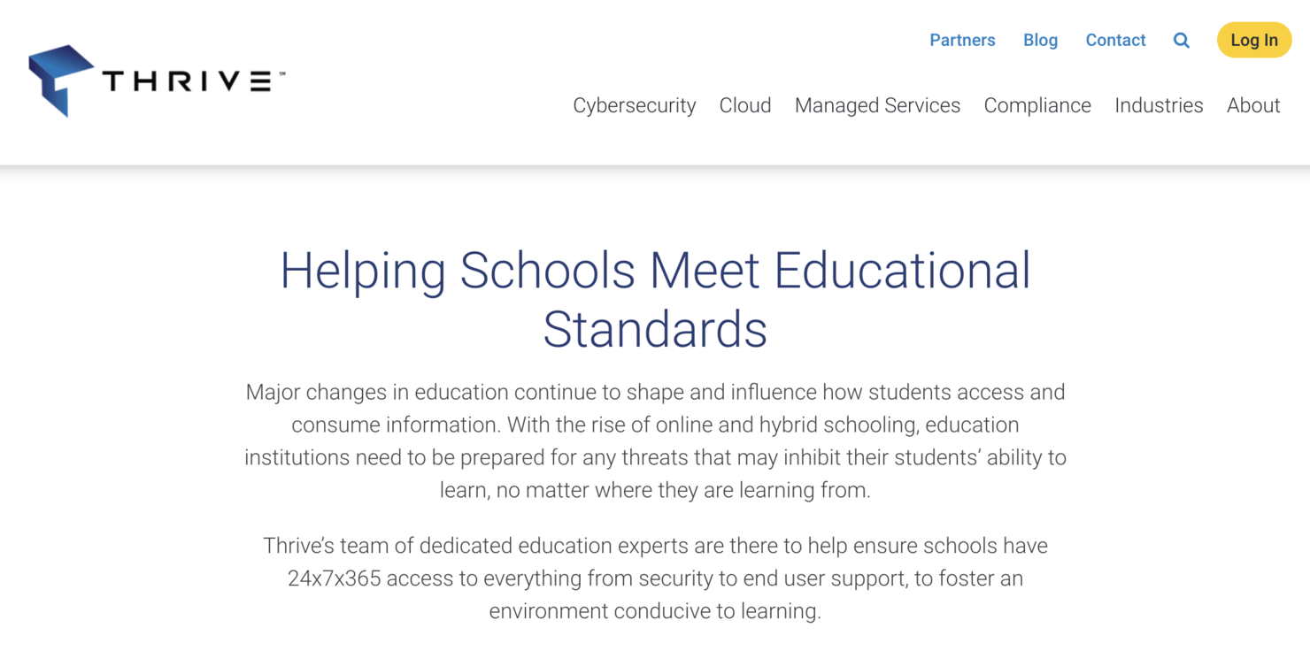 Thrive screenshot - 10 Mejores Servicios de TI Gestionados para Escuelas Analizados en 2026