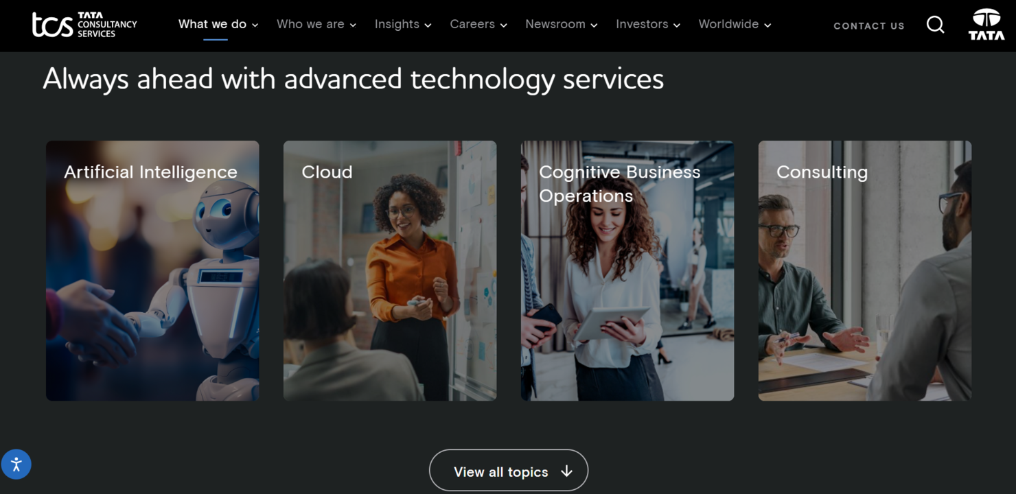 Tata Consultancy Services screenshot - 10 Mejores Proveedores de Servicios Gestionados Más Grandes Revisados en 2026