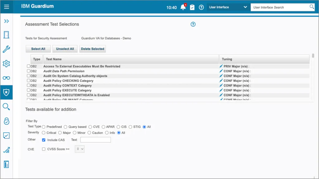 IBM Security Guardium Vulnerability Assessment screenshot - Los 10 Mejores Programas de Seguridad de Datos para 2026