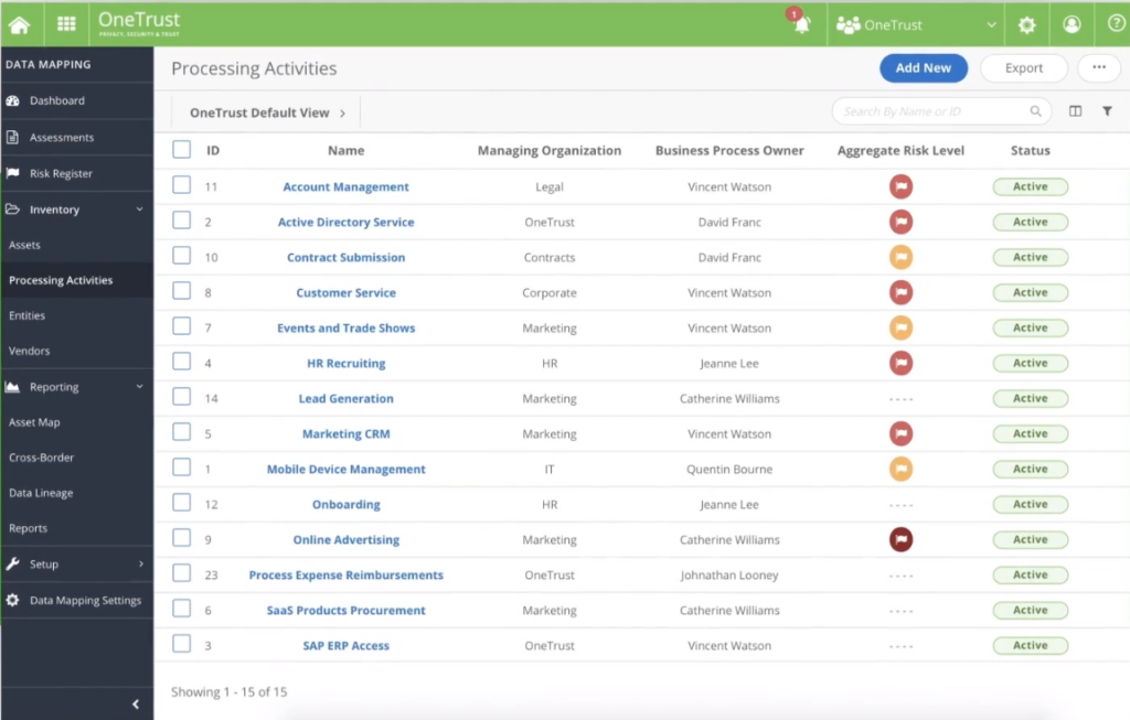 OneTrust screenshot - Domina Tus Datos: Los 10 Mejores Software de Gestión de Datos de 2026