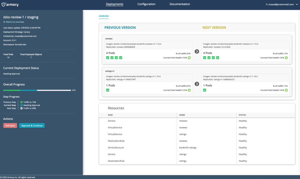 Armory screenshot - 10 Mejores Herramientas de Despliegue Continuo en 2026