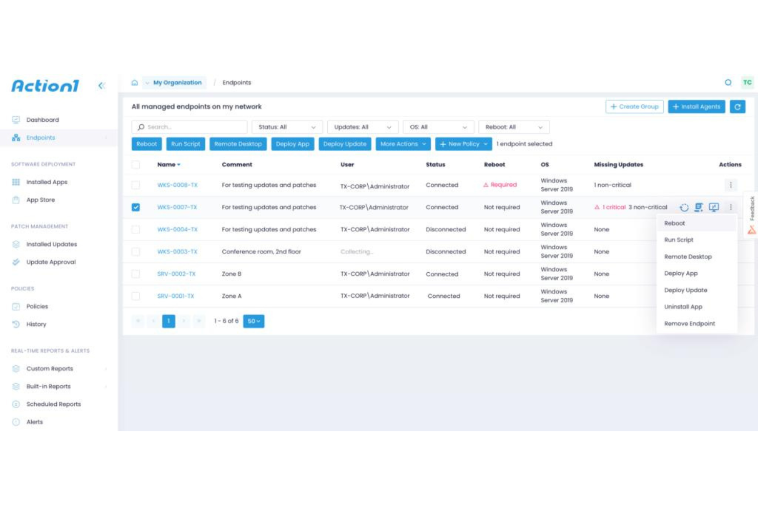 Action1 screenshot - Los 10 Mejores Software de Gestión de Dispositivos en 2026