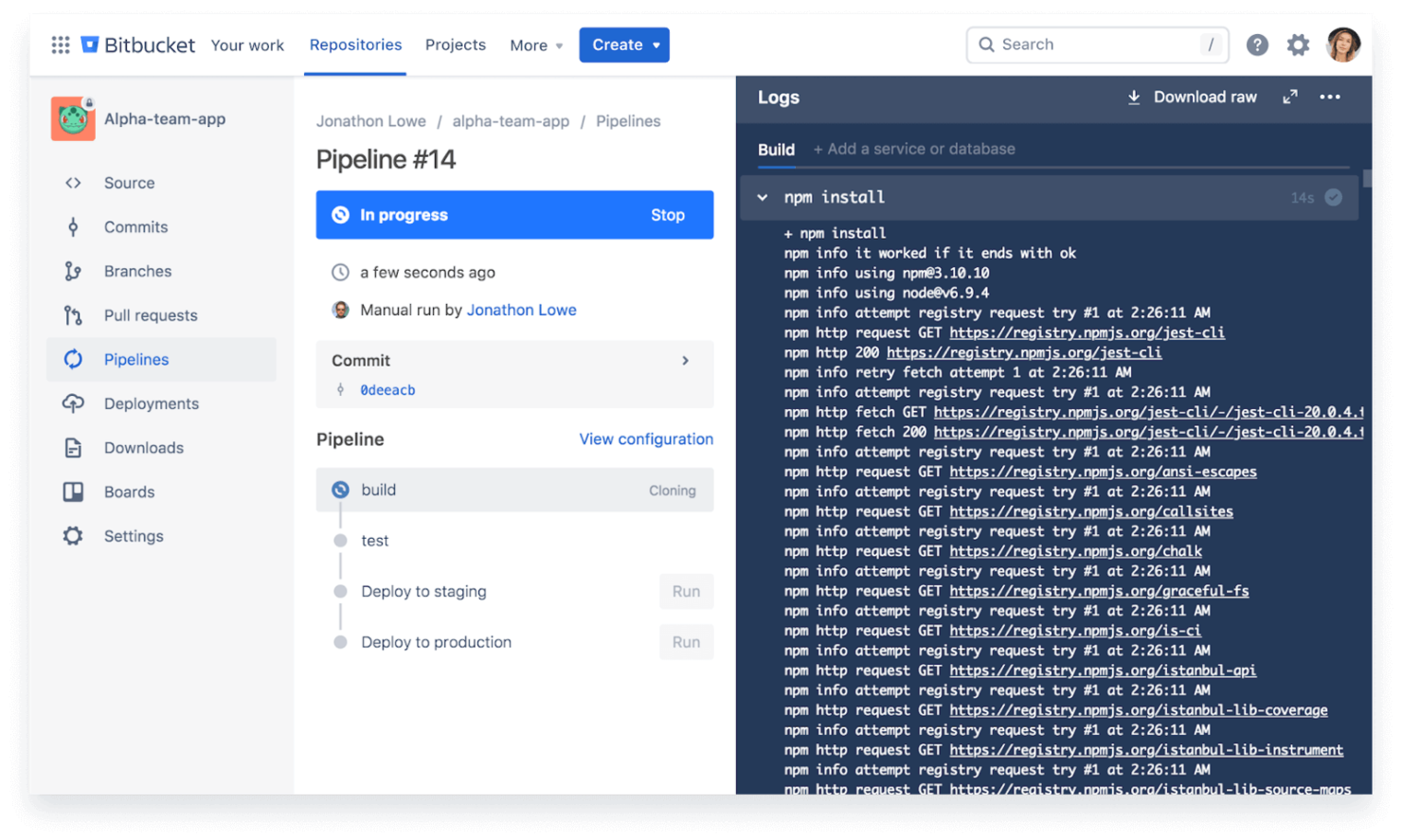 Bitbucket screenshot - 10 Mejores Herramientas de Revisión de Código para Desarrolladores [Guía 2026]
