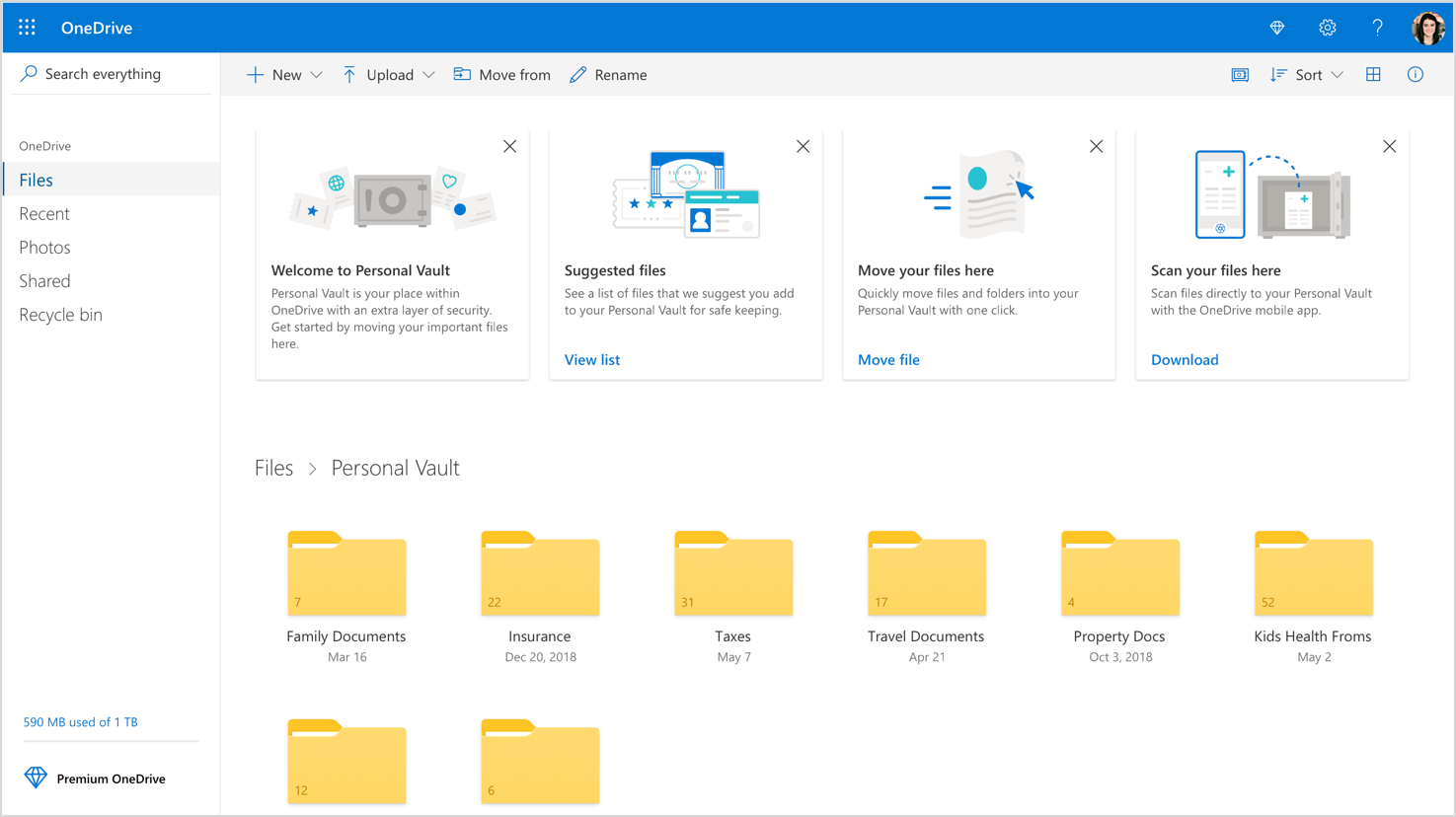 OneDrive screenshot - Los 10 Mejores Programas de Almacenamiento en la Nube Analizados en 2026