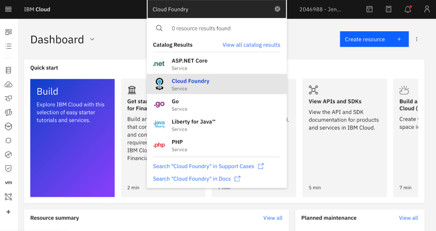 IBM Cloud Foundry screenshot - Las 10 Mejores Plataformas PaaS en la Nube para Observar