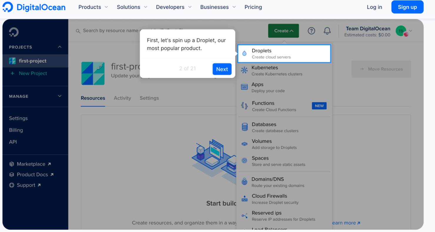 Digital Ocean screenshot - Las 10 Mejores Plataformas en la Nube como Servicio de 2026