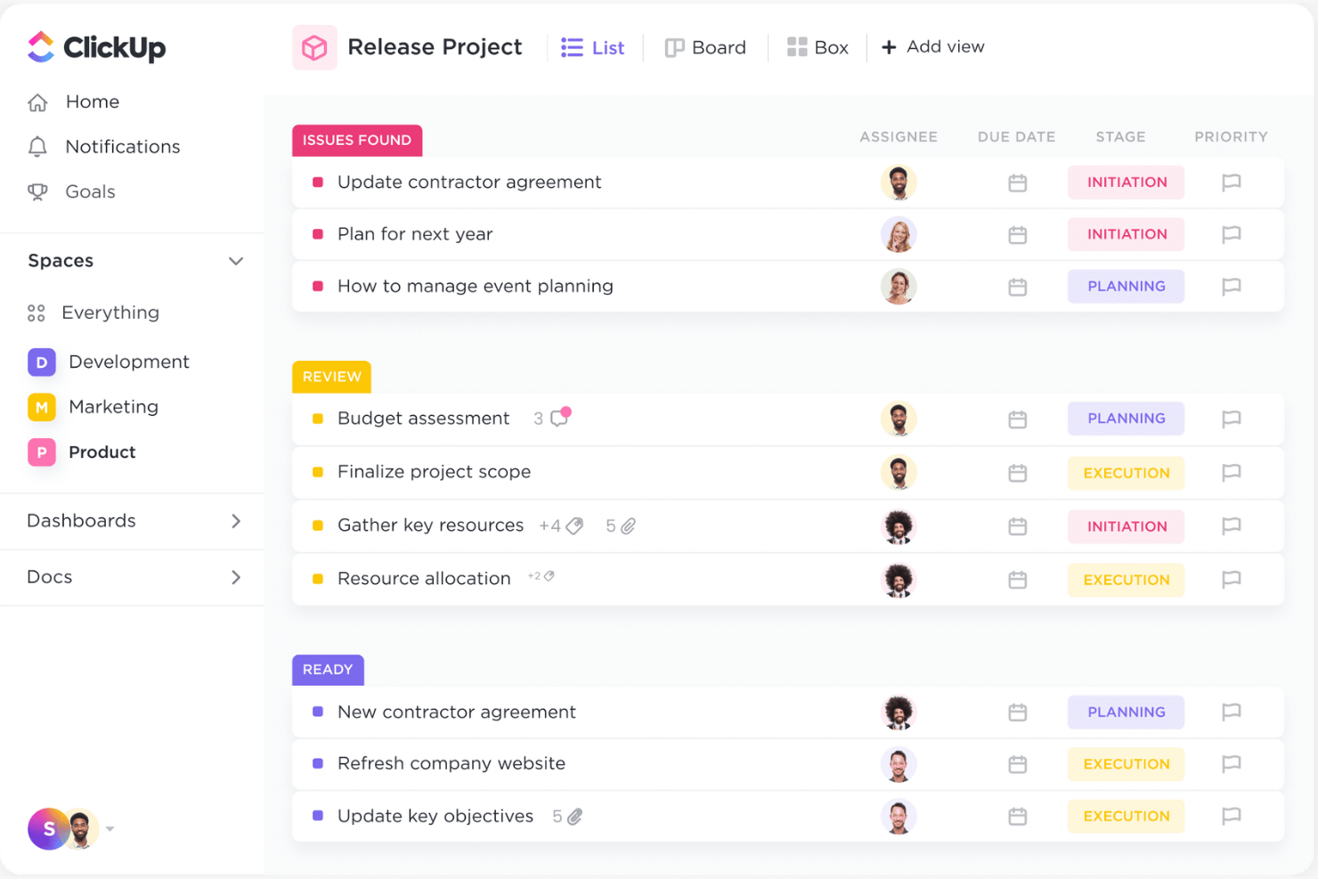 ClickUp screenshot - 10 mejores alternativas a Wrike reseñadas en 2026