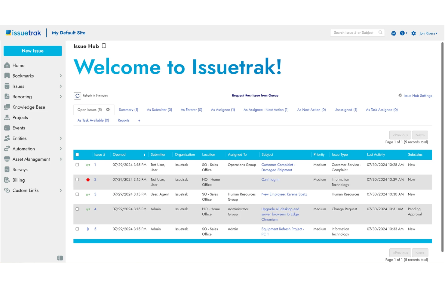 Issuetrak screenshot - 10 Mejores Plataformas de Software de Mesa de Ayuda en la Nube de 2026