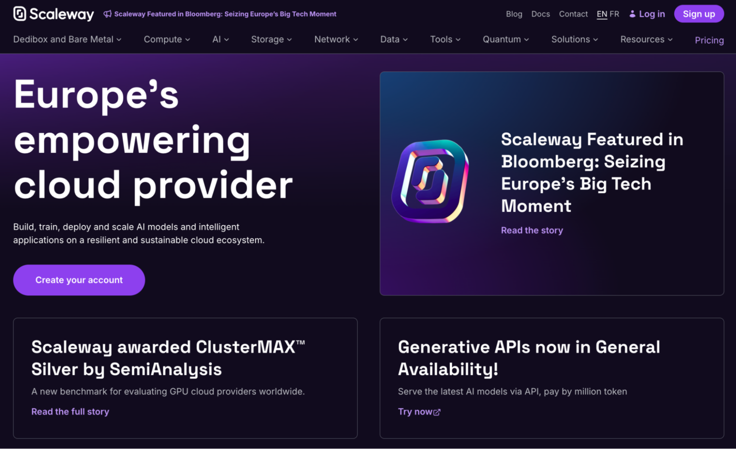 Scaleway screenshot - Los 10 Mejores Proveedores de Servicios Gestionados en la Nube Analizados en 2026